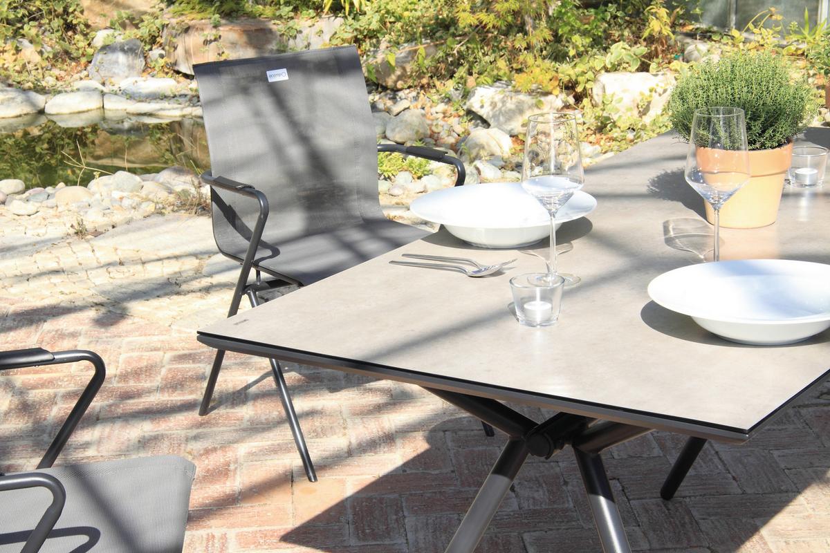 Gartengarnitur 5-tlg. Alpha Metall/Kunststoff/Glas - Taupe/Anthrazit, Basics, Glas/Kunststoff (80/75/160cm) - Acamp