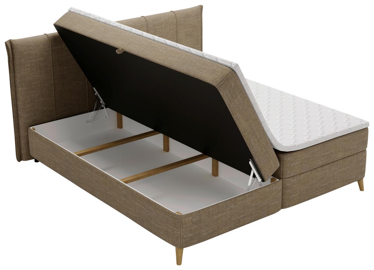 Boxbett Veloria Braun ca. 180x200cm - Beige/Schwarz, KONVENTIONELL, Textil/Metall (180/200cm) - Based