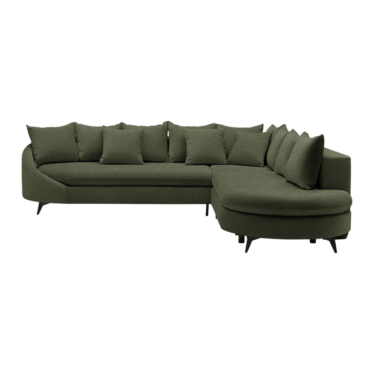 Ecksofa Axel Olivgrün - Schwarz/Olivgrün, MODERN, Textil/Metall (291/87/250cm) - Mömax