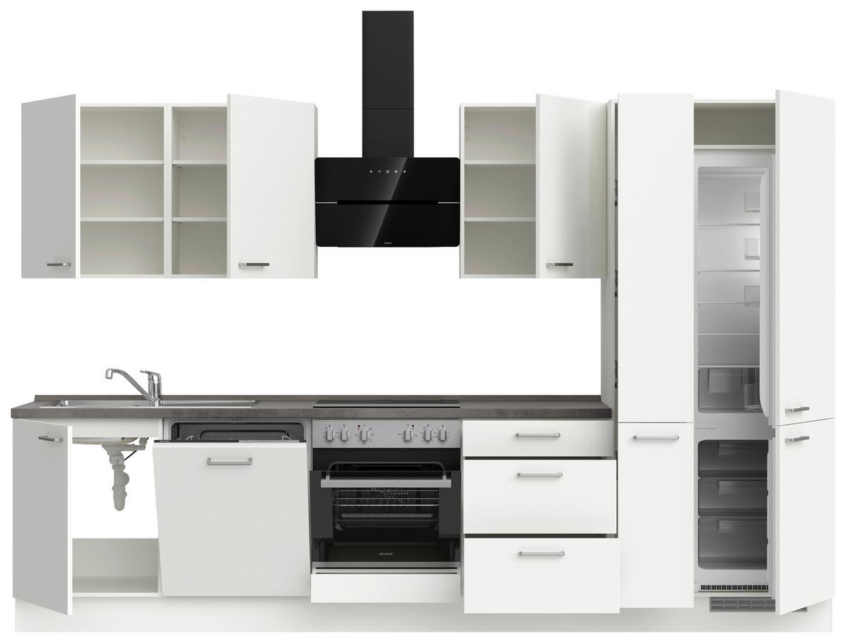 Küchenleerblock Touch High o. Geräte Weiß - Edelstahlfarben/Weiß, MODERN, Holzwerkstoff/Metall (330cm) - Nobilia