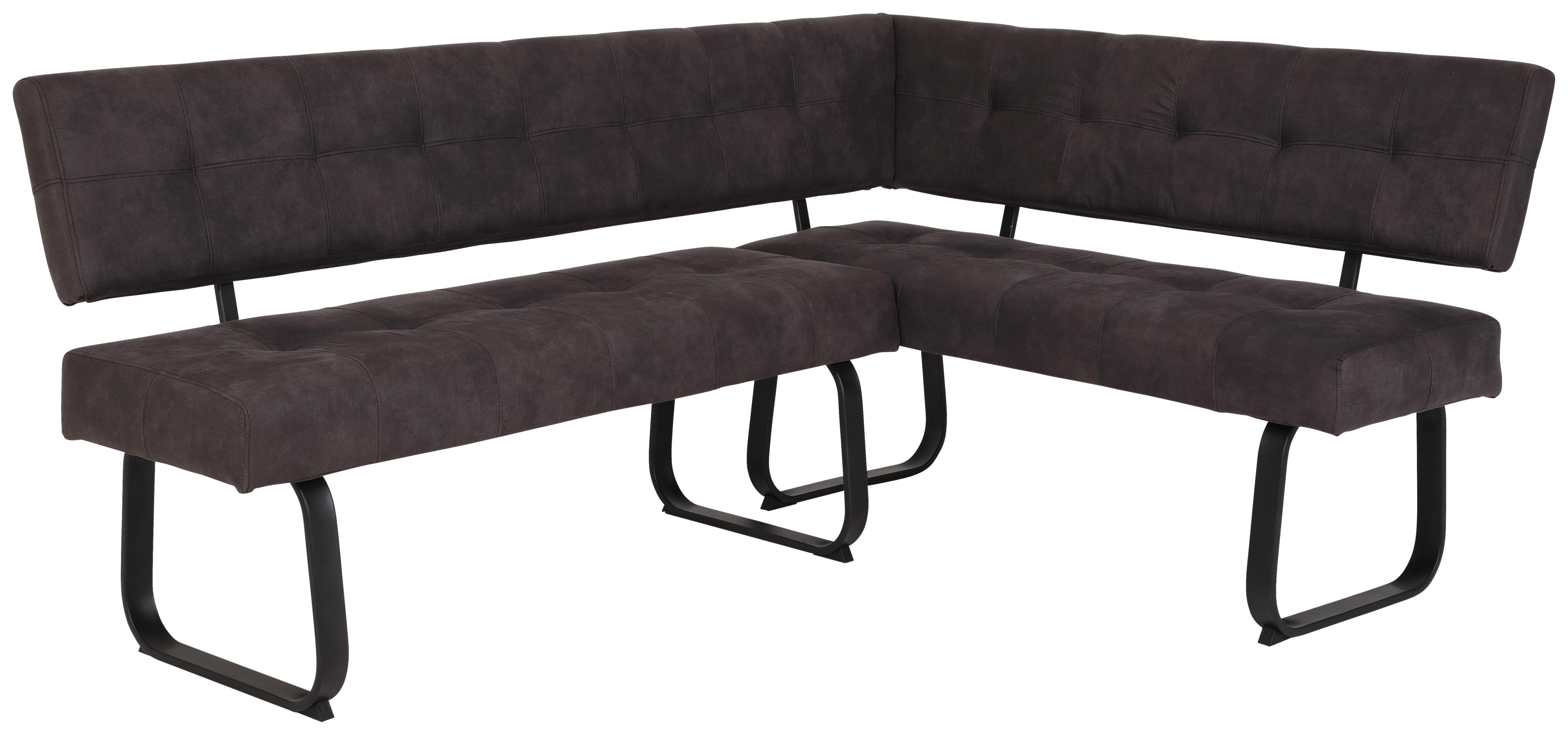 Eckbank Luise Dunkelgrau - Dunkelgrau/Anthrazit, MODERN, Textil/Metall (202/152cm) - MID.YOU