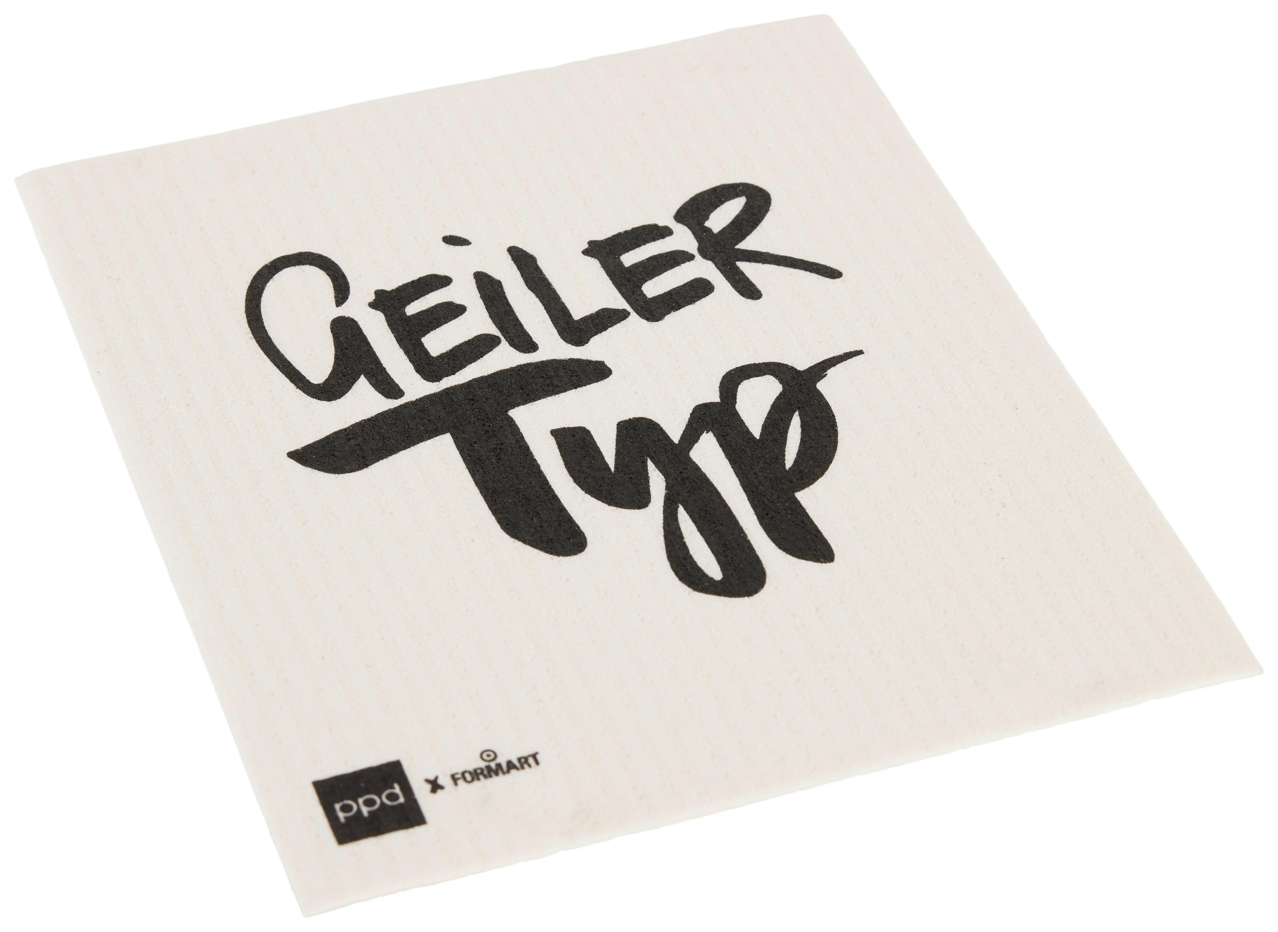 Schwammtuch Peter in Schwarz/Weiß ca. 20x17cm - Schwarz/Weiß, Textil (20/17cm)