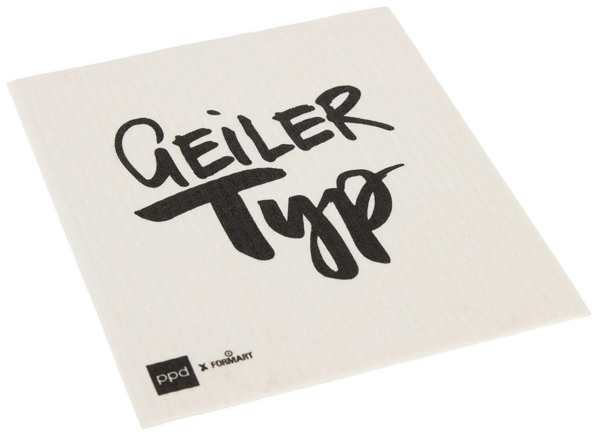 Schwammtuch Peter in Schwarz/Weiß ca. 20x17cm - Schwarz/Weiß, Textil (20/17cm)