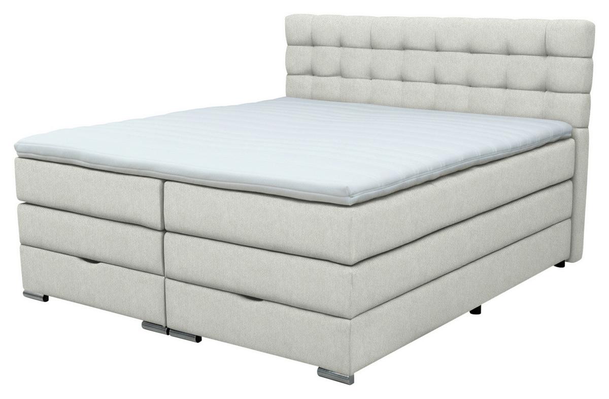 Boxspringbett London Grau ca. 160x200cm - Chromfarben/Grau, MODERN, Holz/Holzwerkstoff (160/200cm) - Premium Living