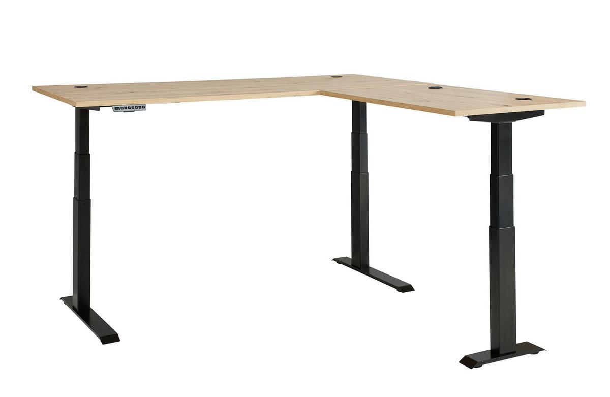 Sarokíróasztal Memphis - grafitszürke/Artisan tölgy, Modern, faalapú anyag/fém (185/177cm) - Premium Living