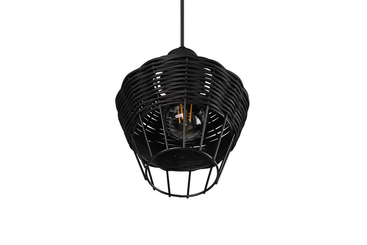Pendelleuchte Borka Schwarz max. 40 Watt - Schwarz, ROMANTIK / LANDHAUS, Holz/Metall (17,5/150cm)