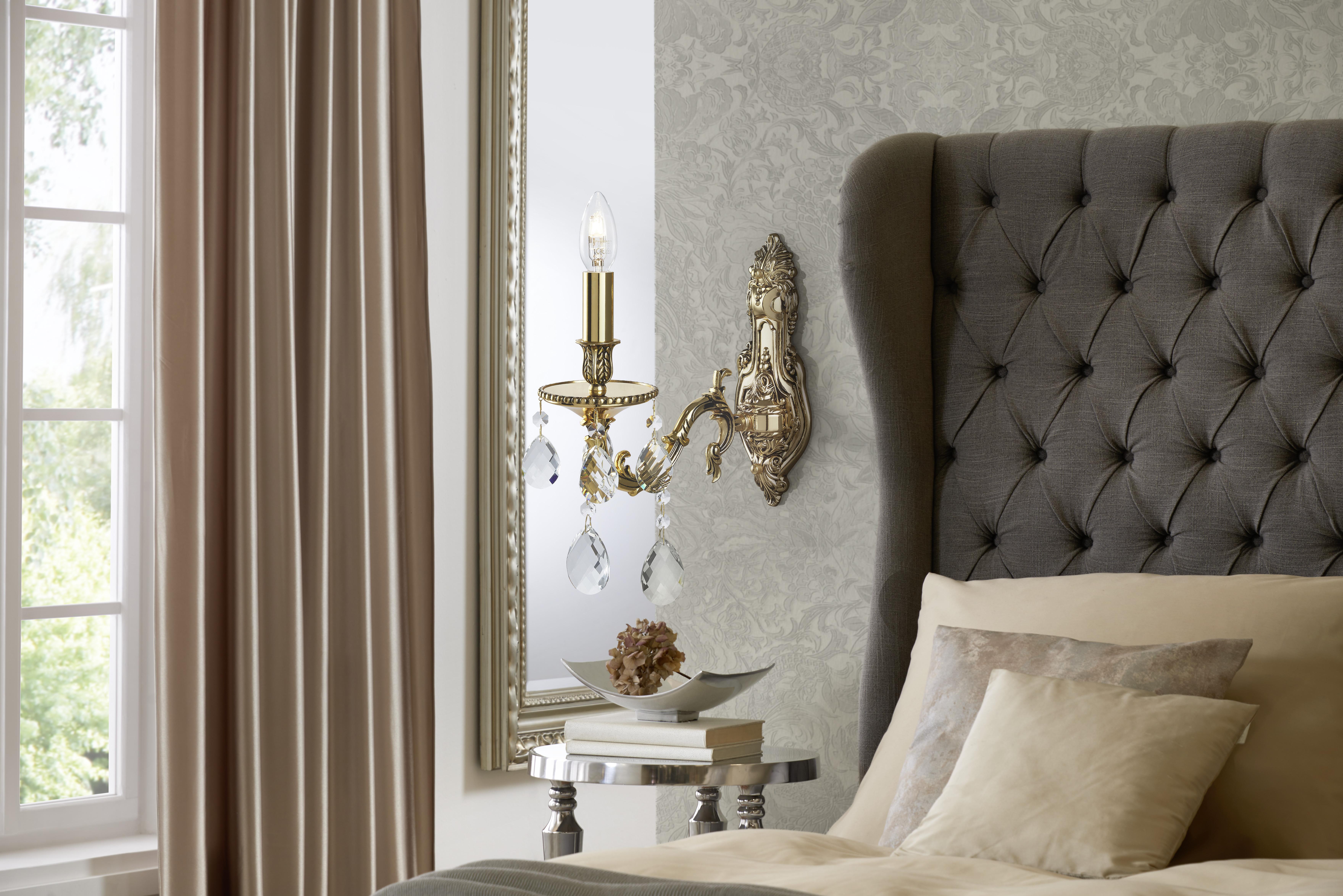 KINKIET KRYSZTAŁOWY KADE 1 - kolor złoty, Lifestyle, metal (27/42cm) - Glandor