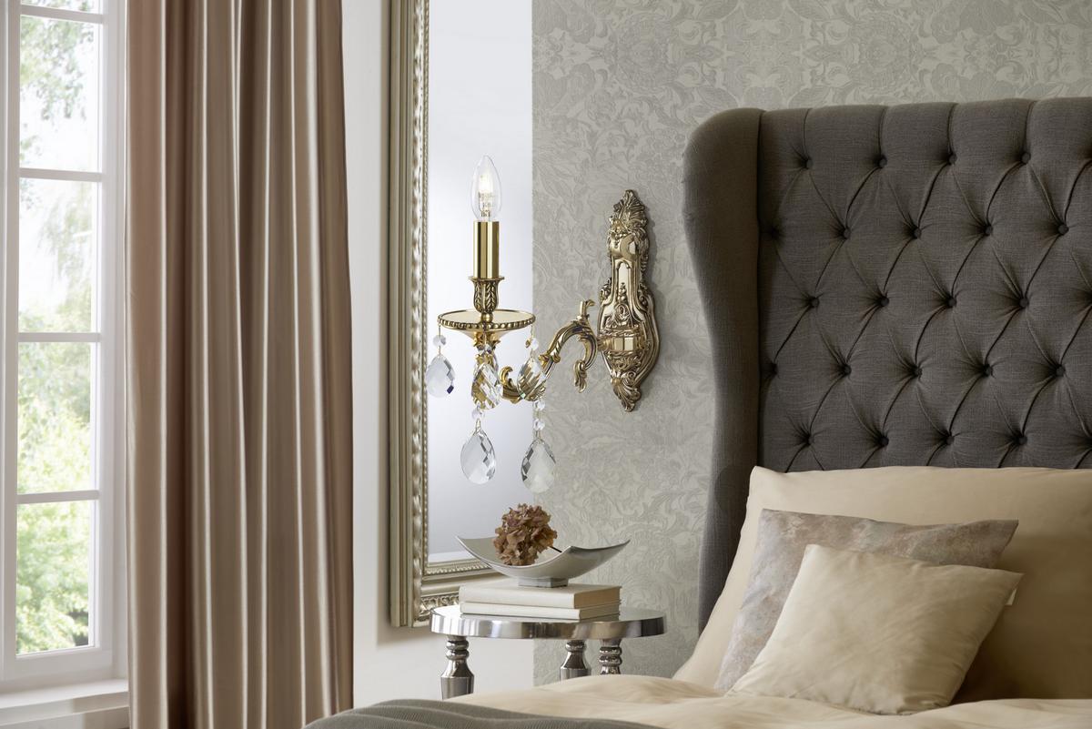 KINKIET KRYSZTAŁOWY KADE 1 - kolor złoty, Lifestyle, metal (27/42cm) - Glandor