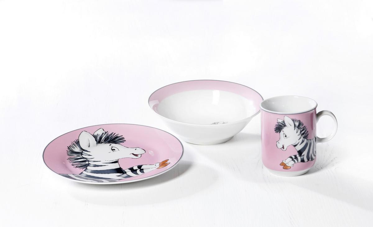 ZESTAW NACZYŃ DLA DZIECI ZOE HAPPY ZOO - różowy/czarny, Konventionell, ceramika (20/20/11cm) - Ritzenhoff Breker