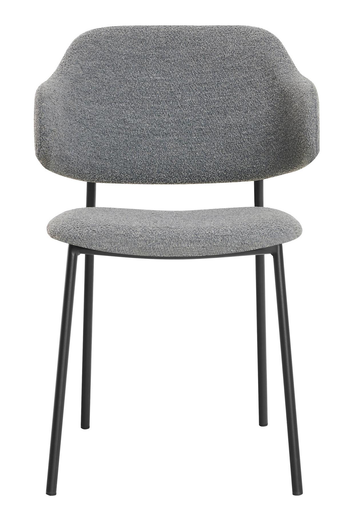 Set Naslanjačev Bouclé, Temno Siva, 2-Delni - temno siva/črna, Moderno, kovina/tekstil (54/83/59cm) - Livetastic