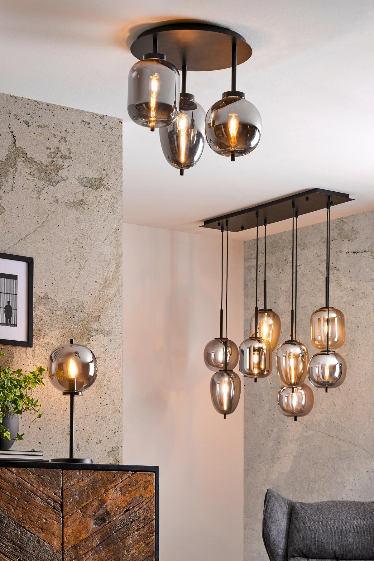LAMPA WISZĄCA 15345-8LU BLACKY - czarny, Design, metal/szkło (94/34/120cm) - Dieter Knoll