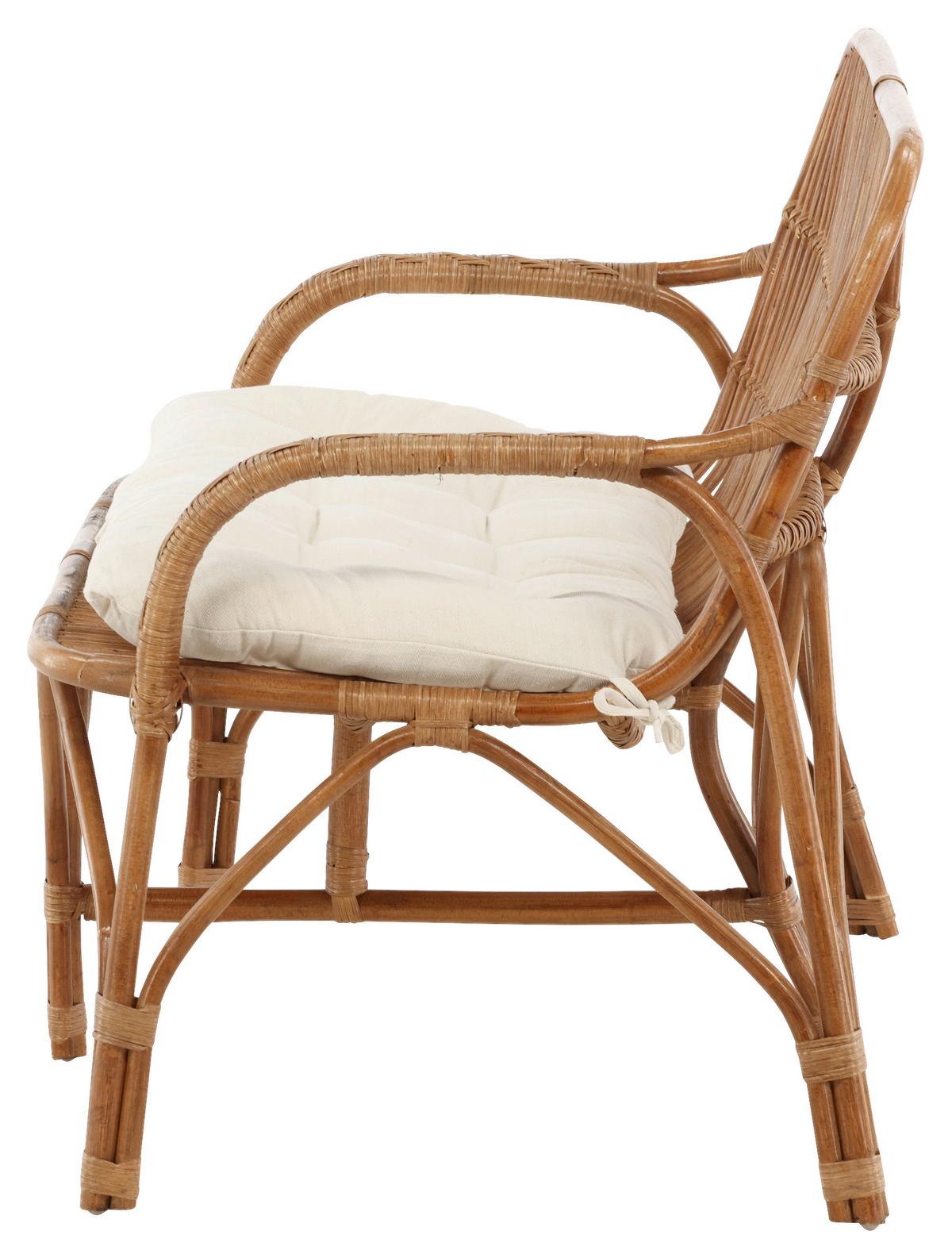 Loungsofa Nella Rattan ca. 130x93x82 cm - Weiß/Naturfarben, KONVENTIONELL, Holz (130/93/82cm) - Gardenson