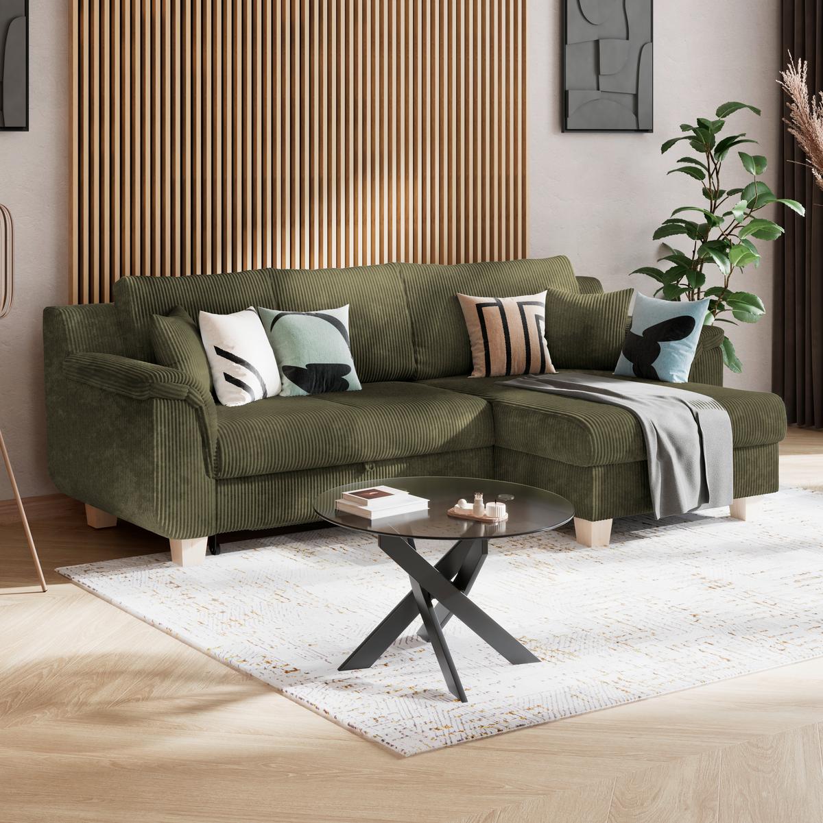 Colţar ALEX - verde, Modern, textil (246/88cm) - Modern Living