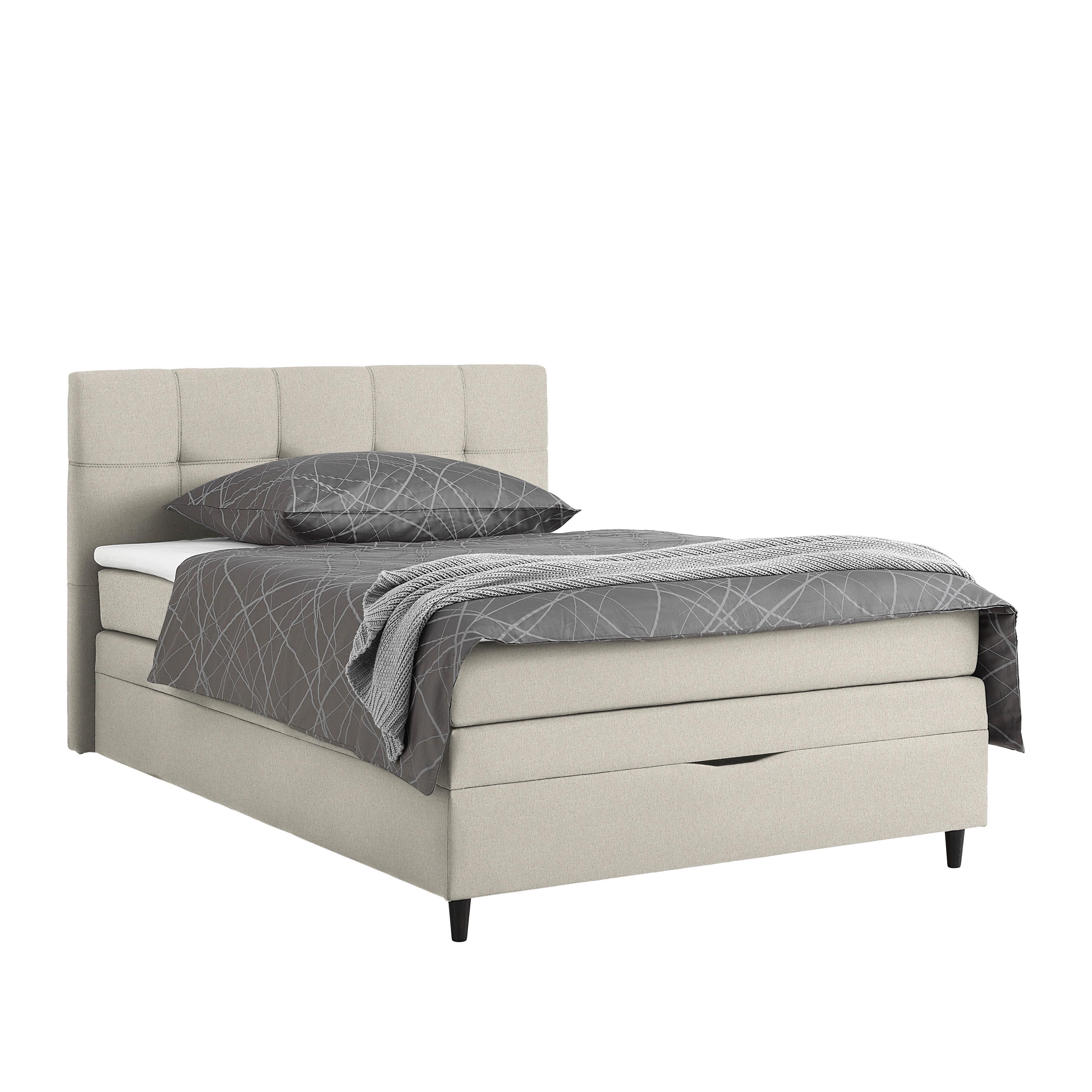 Boxspringbett Miami in Taupe ca. 140x200cm - Taupe/Schwarz Hochglanz, KONVENTIONELL, Holz/Holzwerkstoff (140/200cm) - Mömax