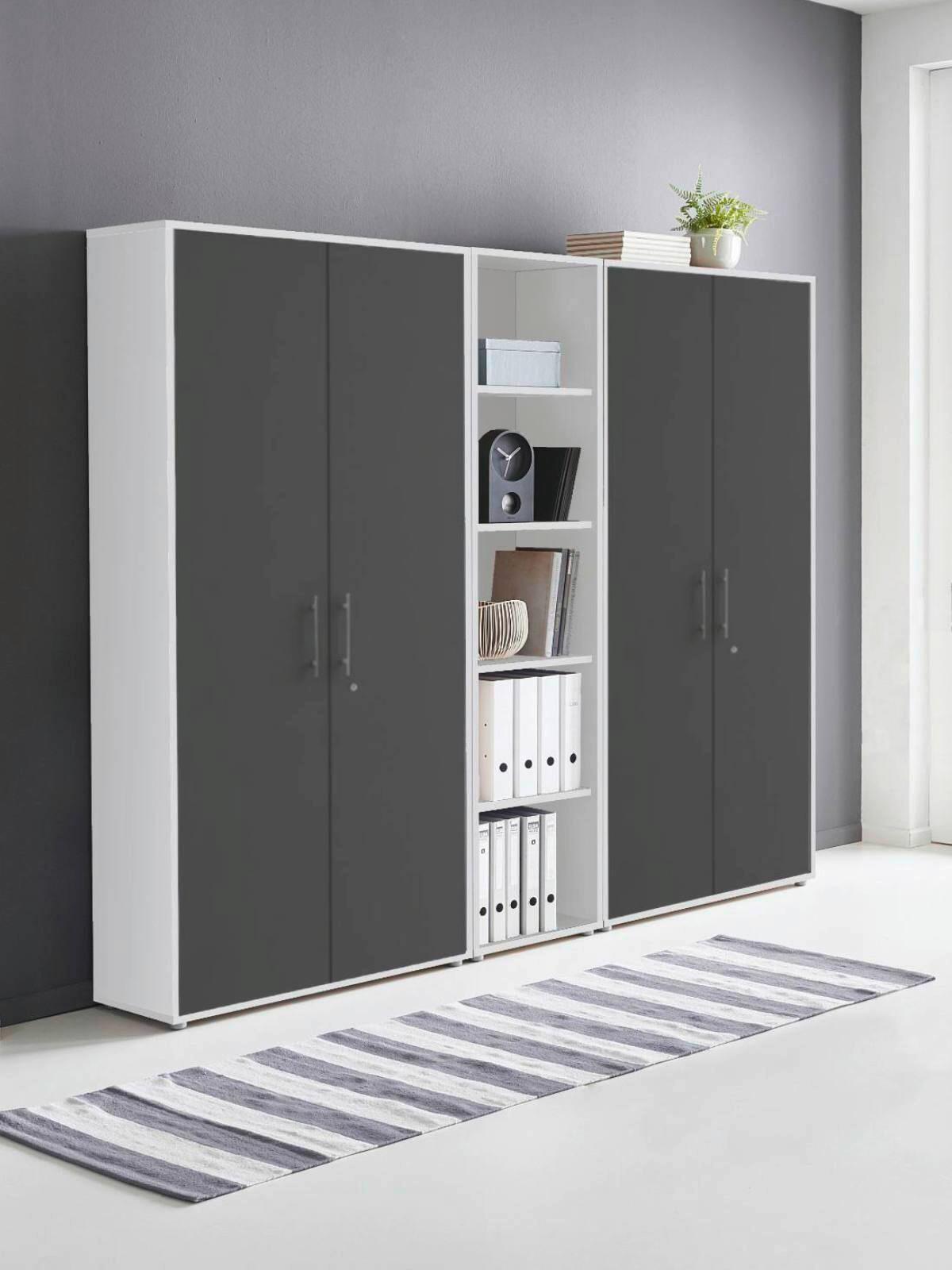 AKTENSCHRANK OFFICE EDITION - SW SET 10 - Anthrazit/Weiß, MODERN, Holzwerkstoff (212,9/185,6/33cm) - MID.YOU