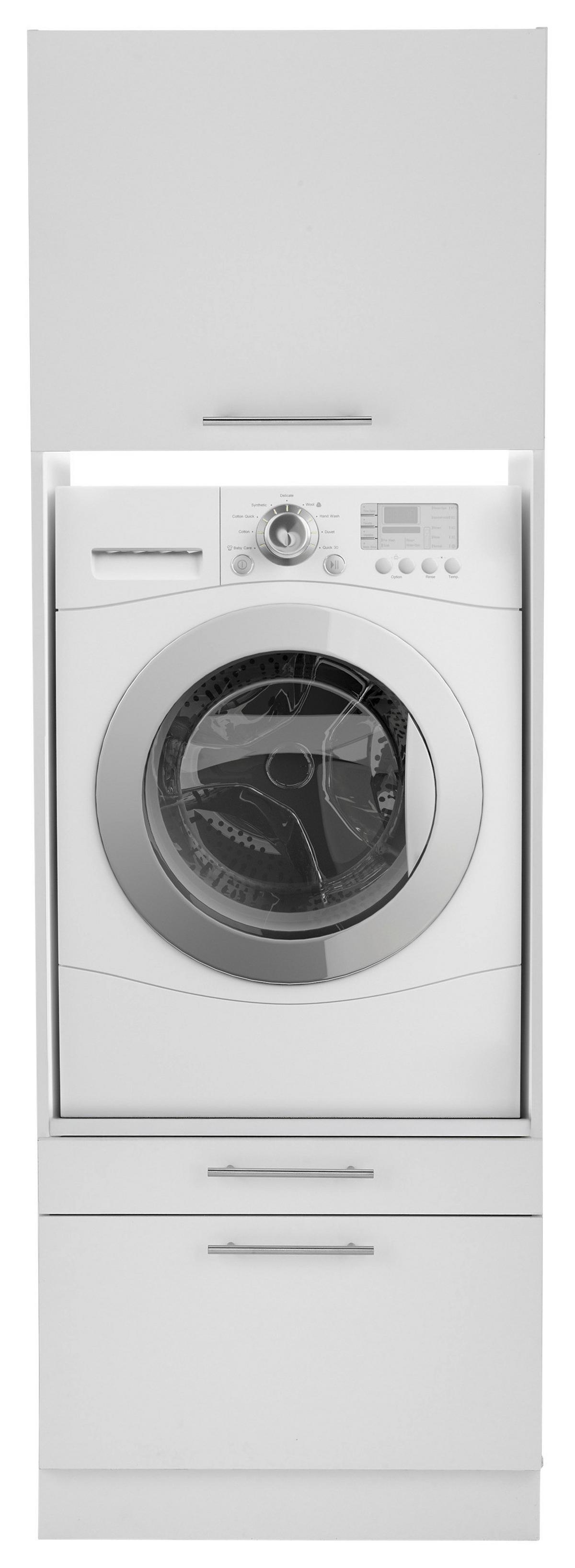 Waschmaschinenschrank Clara Weiß B: ca. 67,4 cm - Edelstahlfarben/Weiß, KONVENTIONELL, Holzwerkstoff/Metall (67,4/200/67,6cm) - Respekta