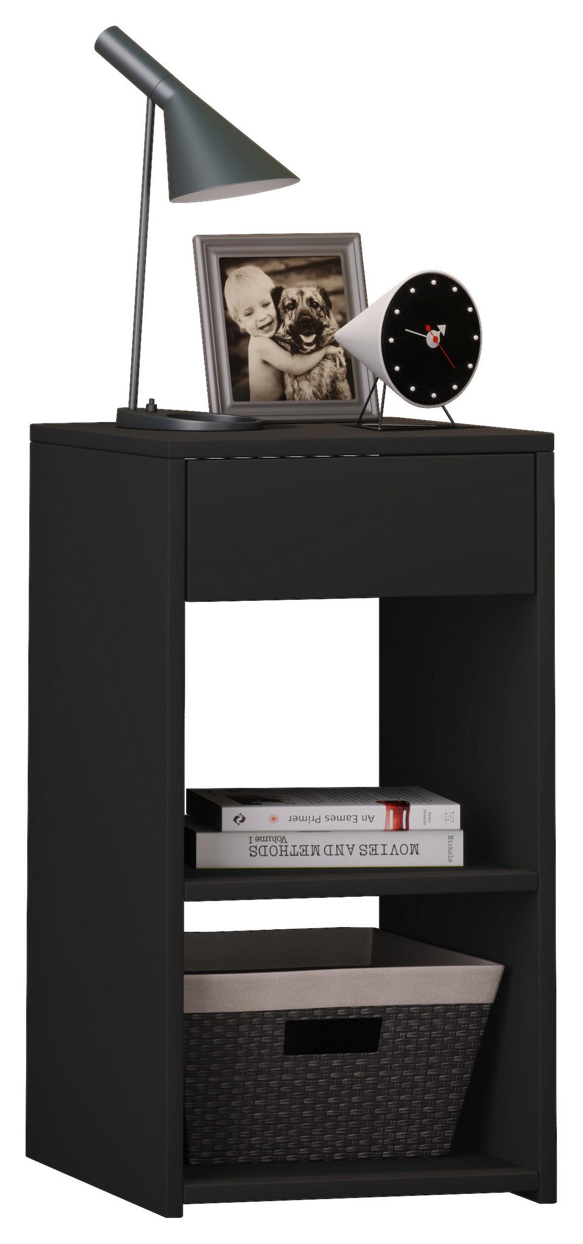 Nachtkästchen Sledo Maxi Schwarz - Schwarz, KONVENTIONELL, Holzwerkstoff (35/65/35cm) - MID.YOU