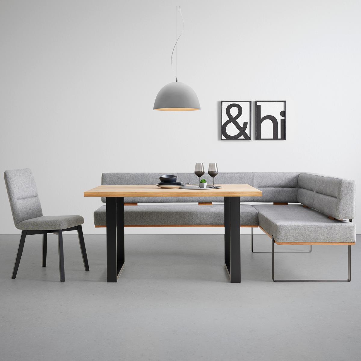 Eckbank in Grau - Schwarz/Grau, KONVENTIONELL, Holz/Textil (220/85/160cm) - Based