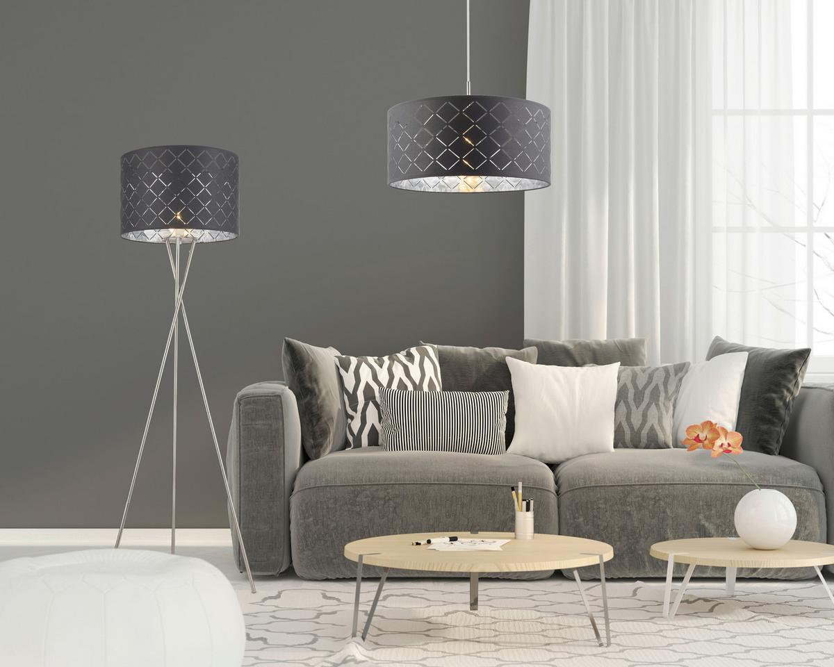 Stoječa Svetilka 15228s1 Kidal - srebrne barve/siva, Basics, kovina/tekstil (62/160cm) - Globo