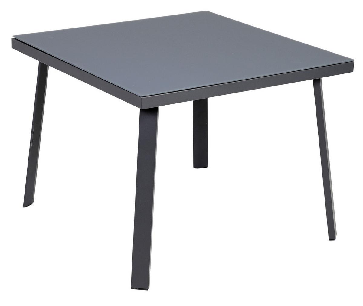 Loungegarnitur 4-tlg Amsterdam aus Aluminium mit Glasplatte - Anthrazit, Basics, Glas/Textil (131,5/77/72cm) - Gardenson