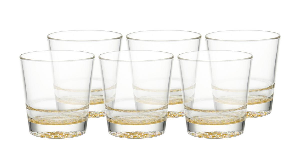 KOMPLET SZKŁA STOŁOWEGO ADORNO - kolor złoty, Modern, szkło (400ml) - Bessagi Home