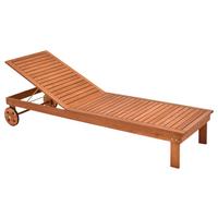 Gartenliege Naturfarben Echtholz inkl. Auflage - Beige/Naturfarben, MODERN, Holz/Textil - Gardenson