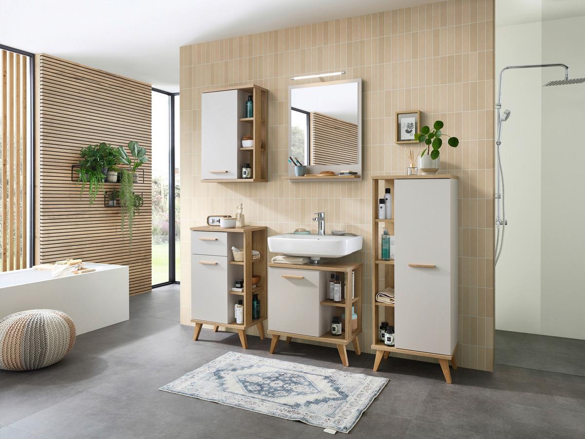 LUSTRO ŁAZIENKOWE QUICKSET 966 - kolor dębowy/kaszmir, Design, materiał drewnopochodny (60/74,5/15,5cm) - Xora