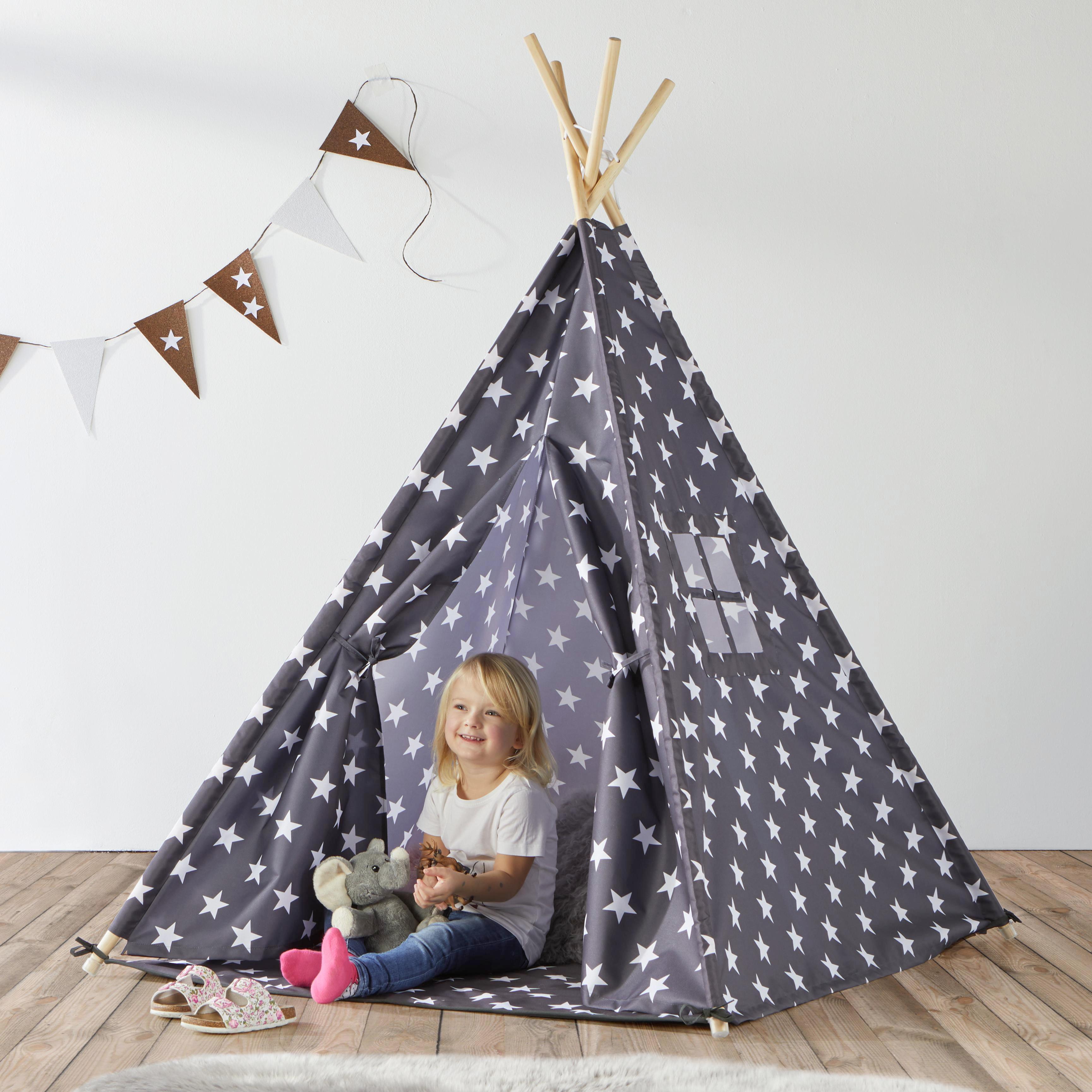 SPIELZELT in Grau 'Mariano' - Grau, MODERN, Holz/Kunststoff (125/154/125cm) - Bessagi Kids