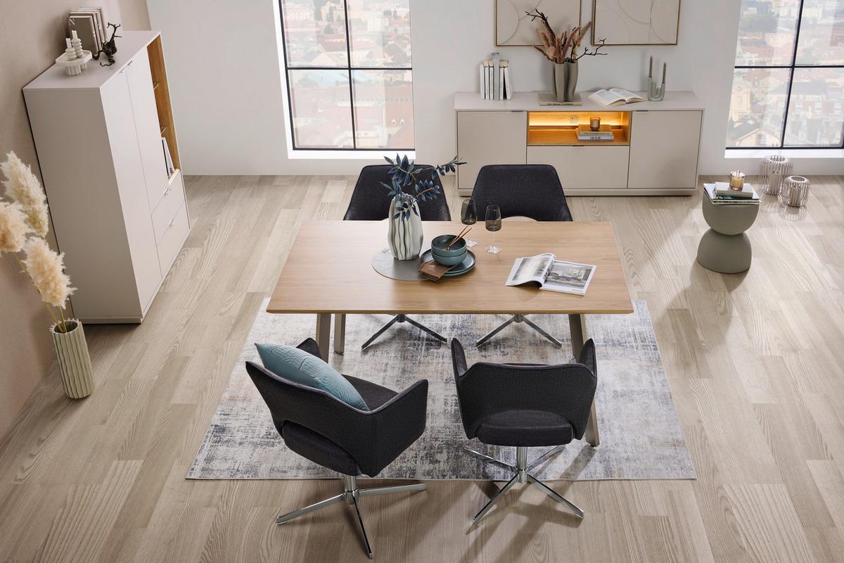 Sideboard Velasca Eichefarben/Kaschmir - Kaschmir/Eichefarben, MODERN, Glas/Holzwerkstoff (158,6/95,4/40cm) - Premium Living