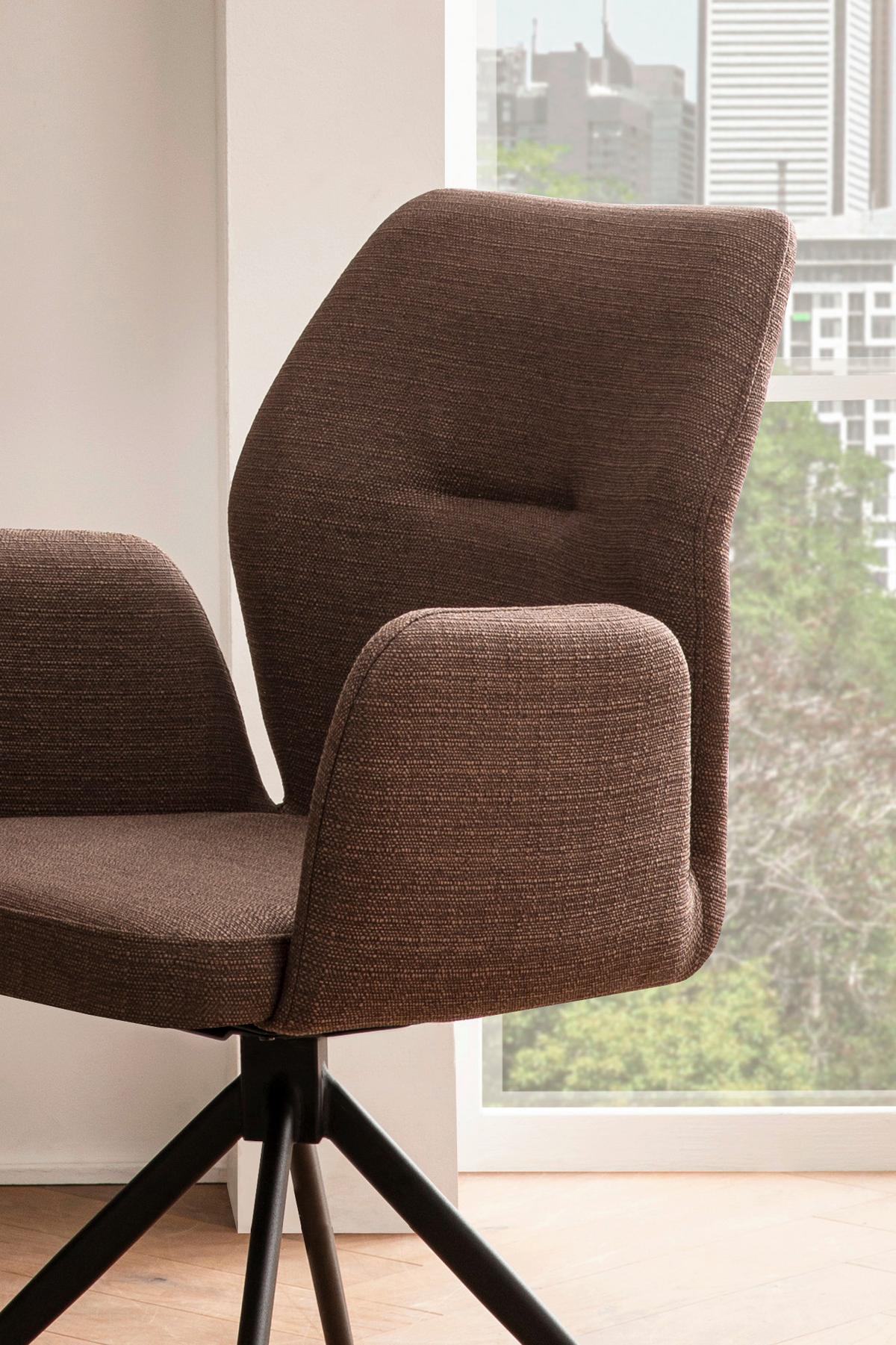 Naslanjač Hilda, Rjava, Vrtljiv - črna/rjava, Moderno, kovina/tekstil (59/88/58cm) - Livetastic