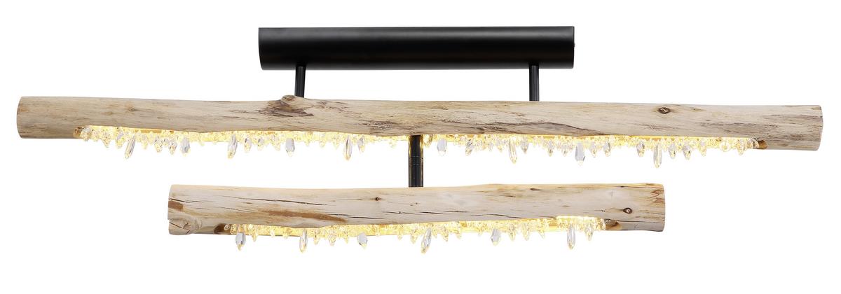 LED-DECKENLEUCHTE 15354-30D FELICITAS - Klar/Schwarz, Natur, Holz/Kunststoff (100/8/30cm) - Globo