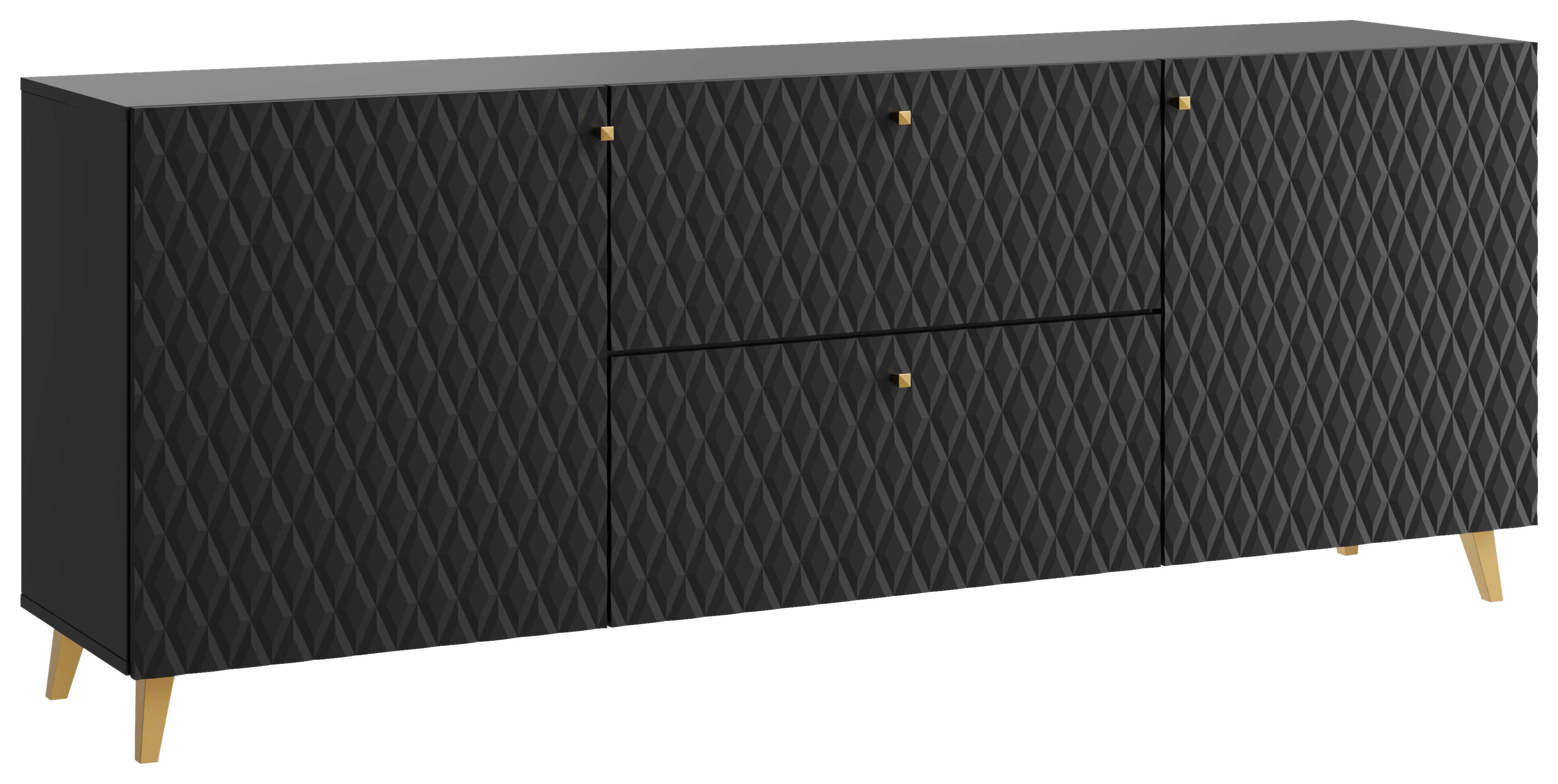 Nizka Omarica Phuket, Črna - zlate barve/črna, Trend, umetna masa/leseni material (180/69,4/39cm) - Livetastic