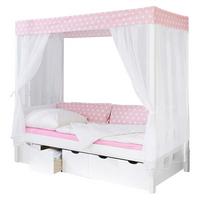 Postelja Z Baldahinom Lino, 90x200, Bela, Roza - roza/bela, Moderno, les (90/200cm) - MID.YOU