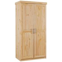 Garderobna Omara Leon, Masiven Bor, Naravno - barve bora/barve aluminija, Trendi, kovina/les (95/190/55cm) - MID.YOU