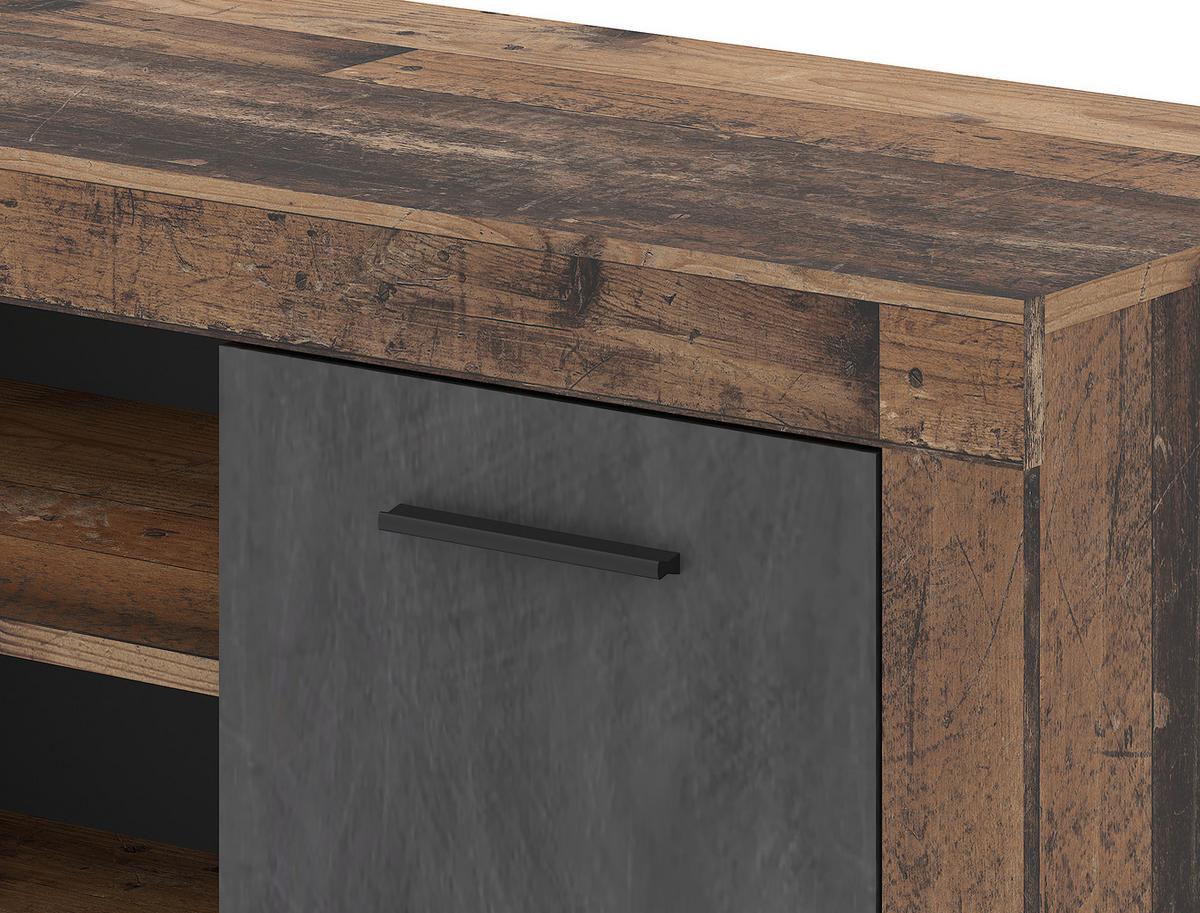 Nizka Omarica Luna, Antracit, Stari Hrast - stari hrast/črna, Design, umetna masa/leseni material (140/48/40cm) - Modern Living
