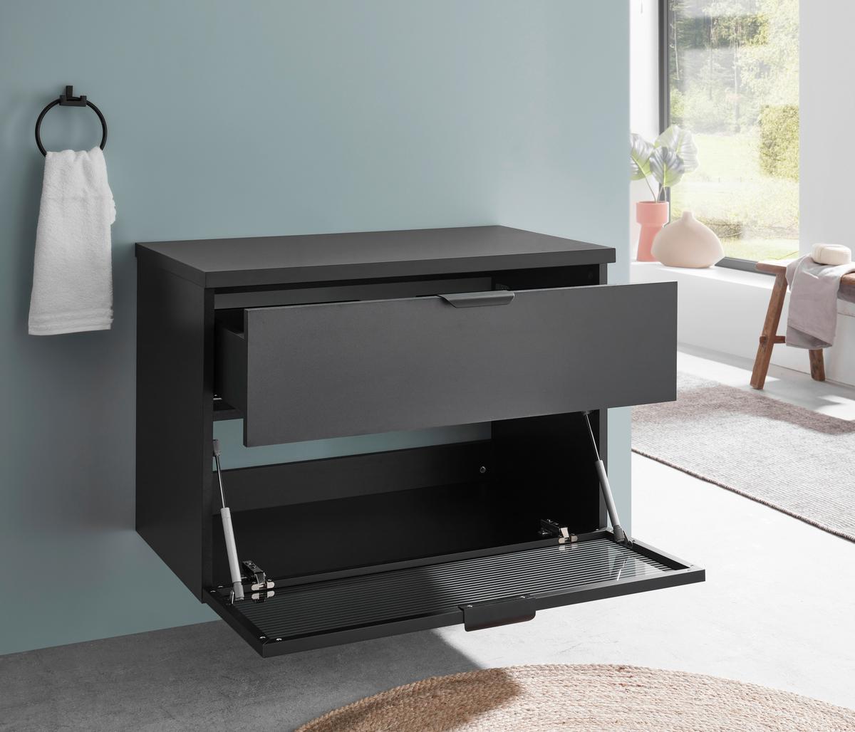 Mosdó Alatti Szekrény Diosa - fekete, Konventionell, faalapú anyag/üveg (80/55/46cm) - home24