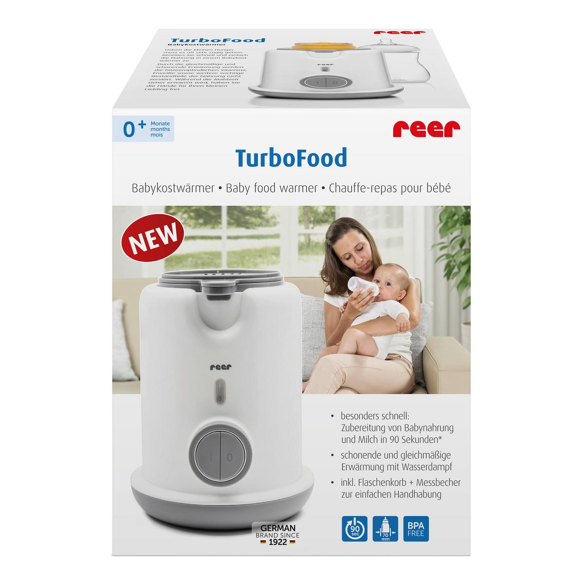 PODGRZEWACZ DO BUTELEK TURBOFOOD - biały, Basics, tworzywo sztuczne (15,5/19,4/15,5cm) - Reer