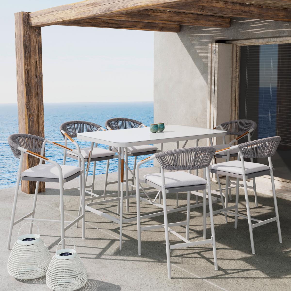 Set grădină Allonso - gri deschis/culoare natur, Modern, plastic/sticlă - Bessagi Garden