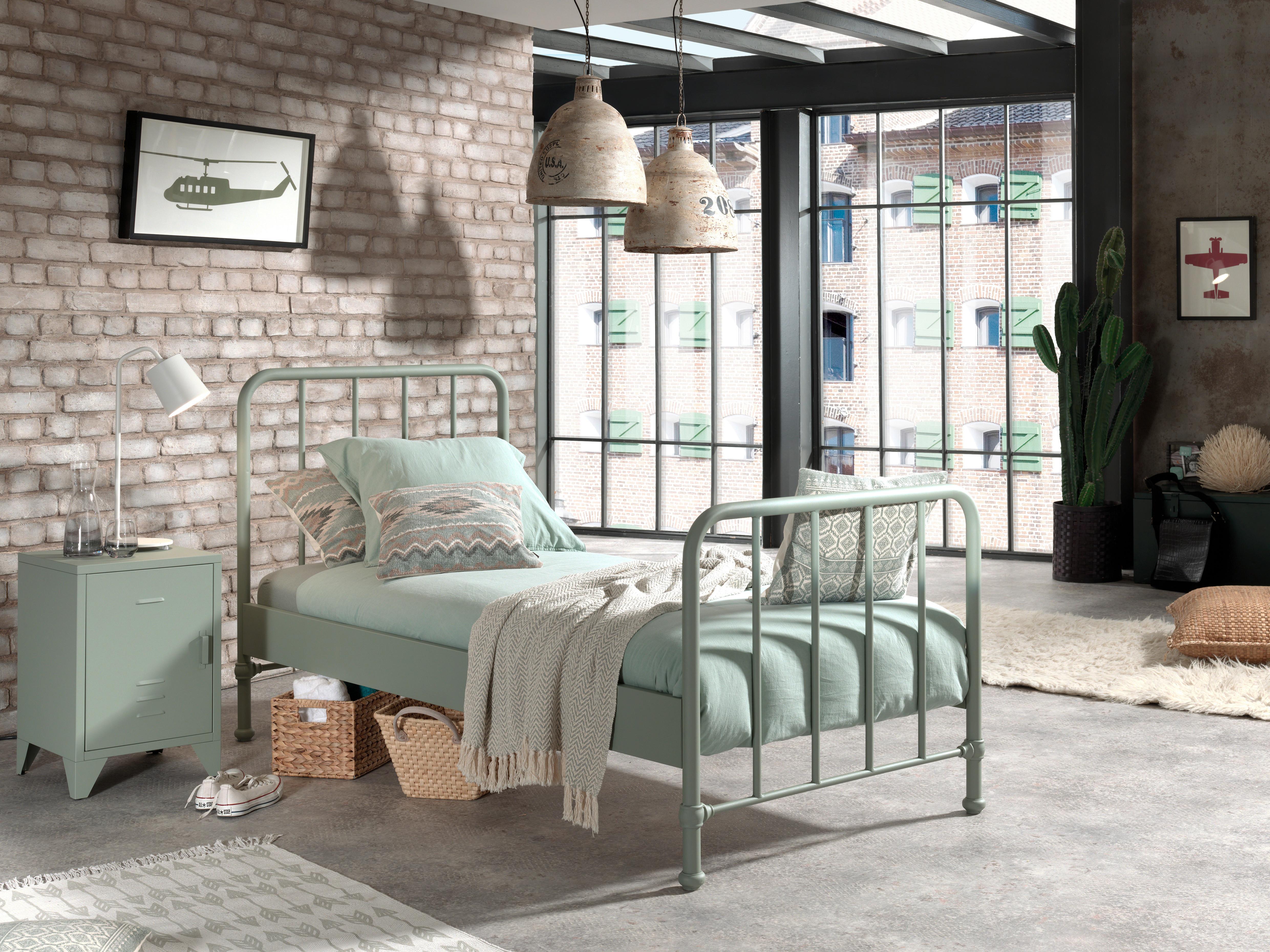 Kinder-/Juniorbett Bronxx ca. 90x200 cm Grün Matt - Grün, MODERN, Holz/Metall (90/200cm) - Vipack