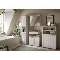 Badezimmer Verona Lärchenfarben/Eiche Artisan - Silberfarben/Lärchefarben, Trend, Glas/Holzwerkstoff (182cm) - MID.YOU
