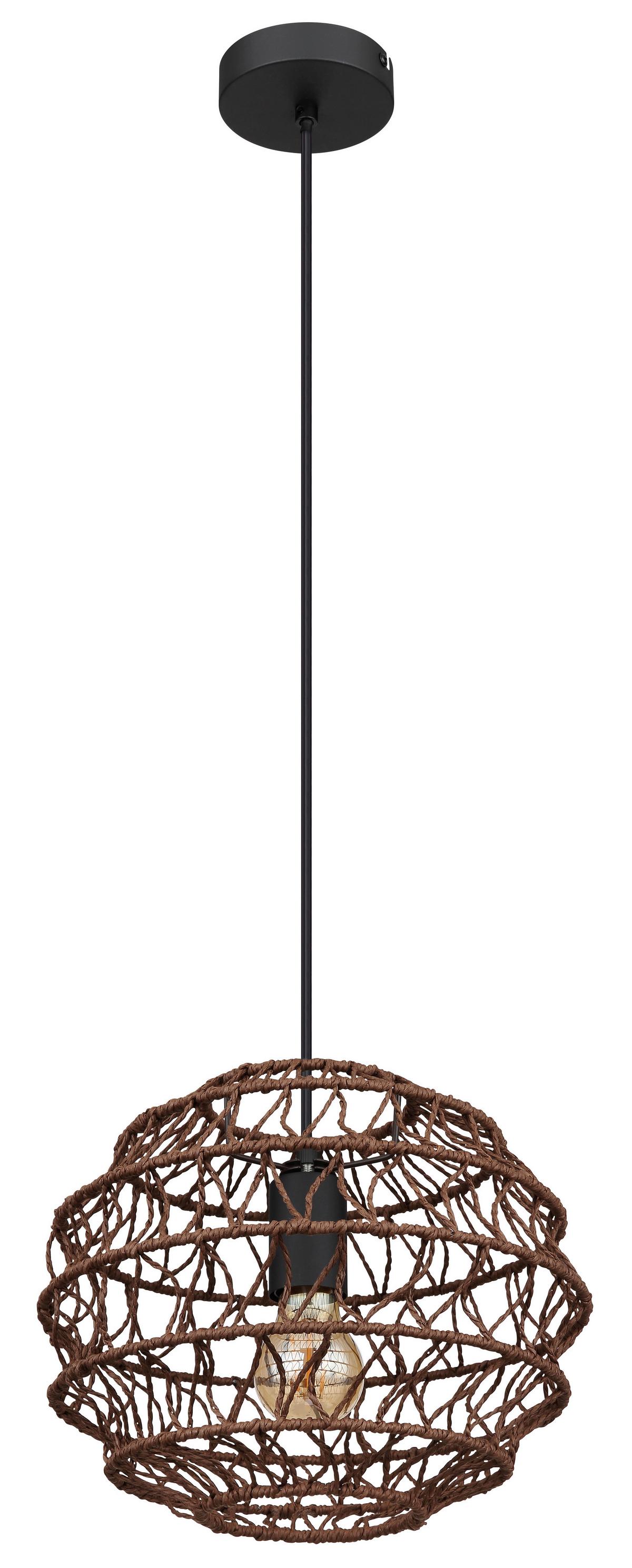 Hängeleuchte Senni max. 15 Watt - Dunkelbraun/Schwarz, Papier/Kunststoff (29/120cm) - Globo
