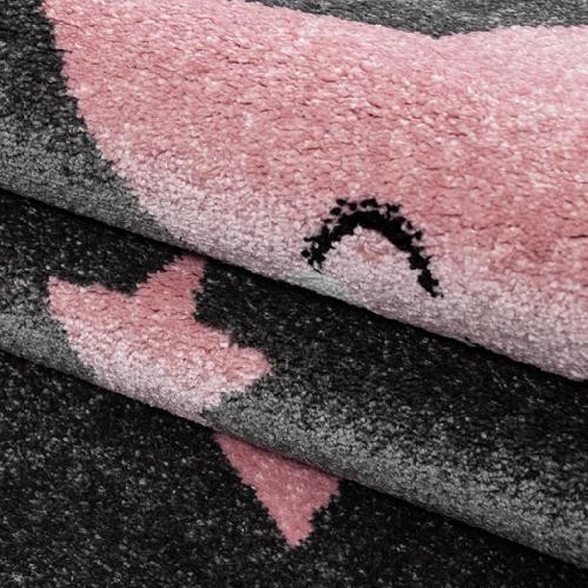 Otroška Preproga Kids, Siva, Roza, Ø 160cm - pink/temno siva, Trend, tekstil (160cm) - Ben'n'jen