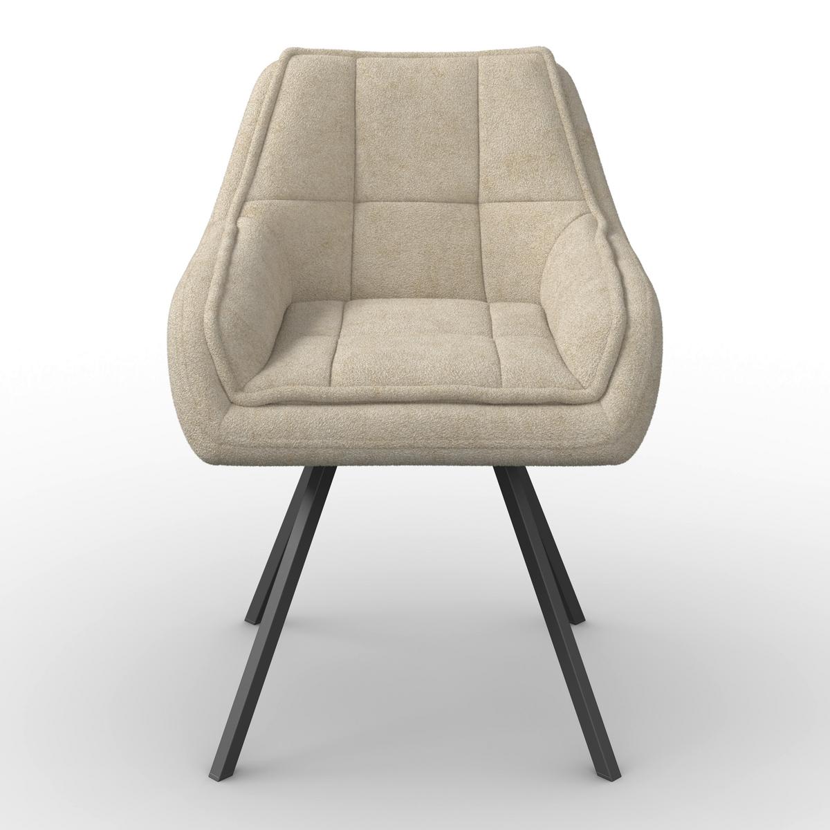 Armlehnstuhl Billy Creme Struktur Drehbar Gepolstert - Creme/Schwarz, MODERN, Holz/Textil (64/87/64cm) - Bessagi Home
