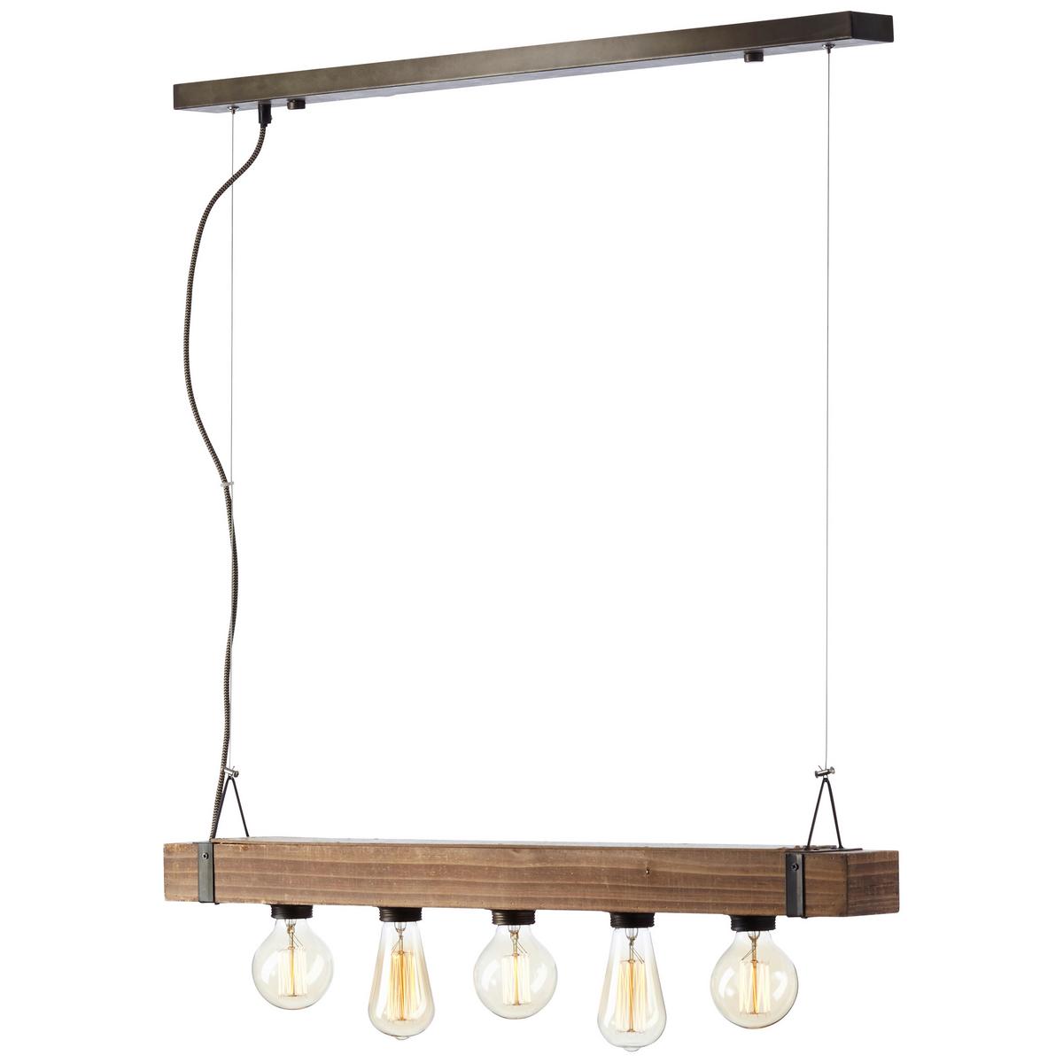 Hängeleuchte Woodhill Schwarz max. 30 Watt - Schwarz, Natur, Holz/Metall (80/8/110cm) - Brilliant