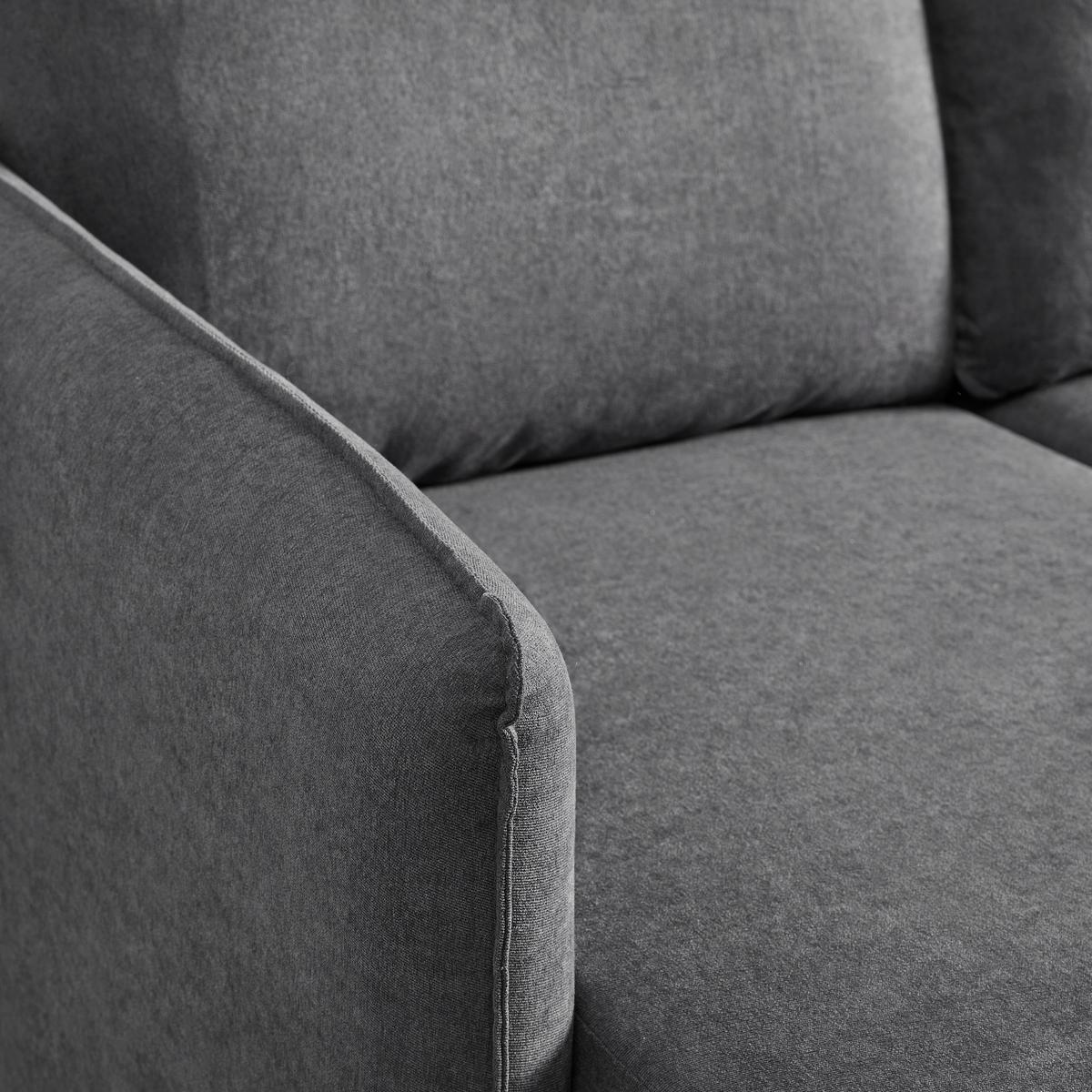 Ecksofa AURORA dunkelgrau Metallfuss - Dunkelgrau/Schwarz, Modern, Holz/Textil (193/86/136cm) - Bessagi Home