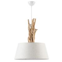 Hängeleuchte Woody Weiß/Hellbraun max. 22 Watt - Hellbraun/Weiß, Natur, Holz/Textil (45/110cm)