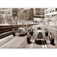 Fototapeta Retro Formula 1 - rjava, Basics, tekstil (200/140cm) - artgeist