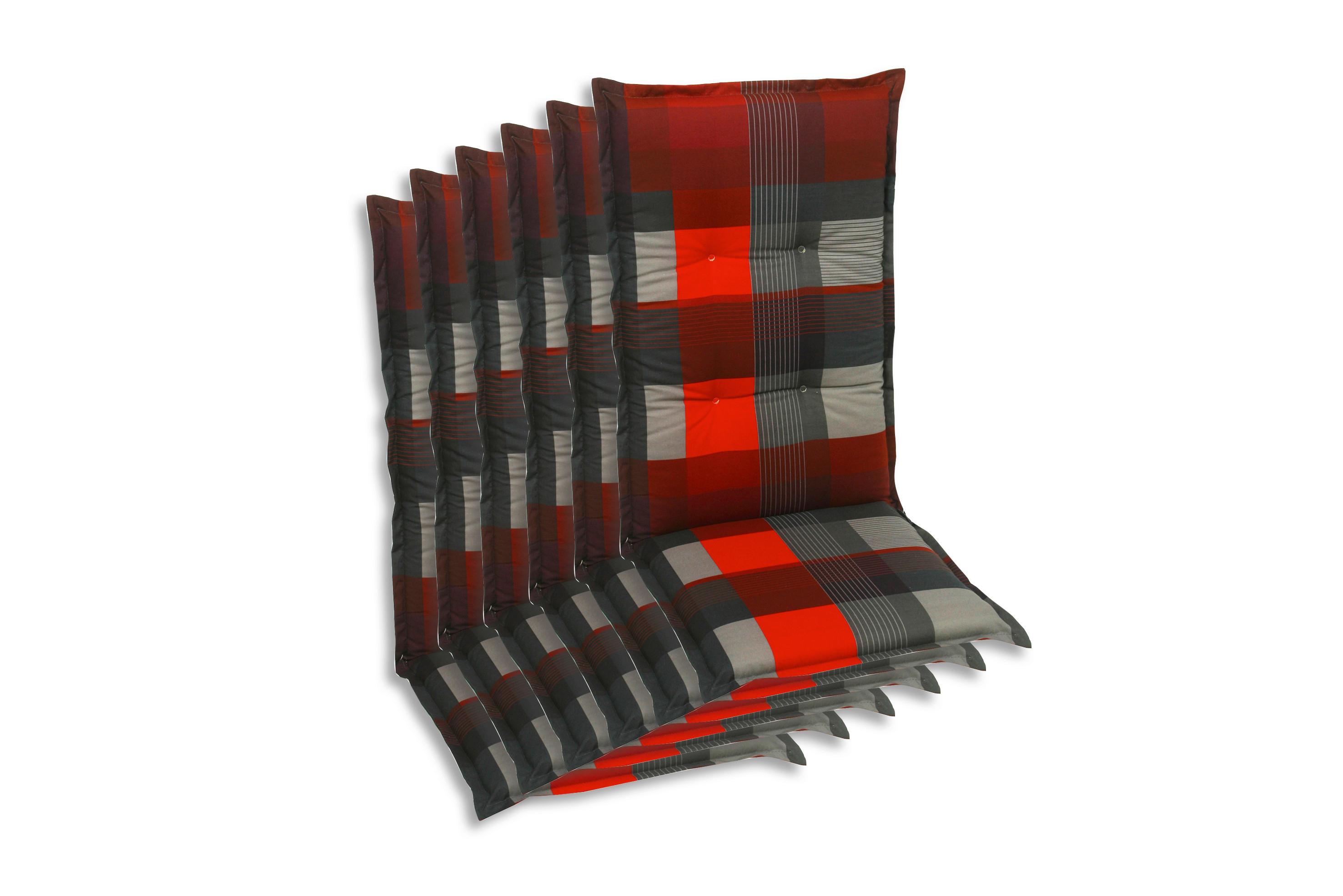 Sesselauflagenset Grau/Rot, 6-teilig - Dunkelgrau/Rot, Basics, Textil (50/7/108cm)