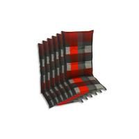 Sesselauflagenset Grau/Rot, 6-teilig - Dunkelgrau/Rot, Basics, Textil (50/7/108cm)