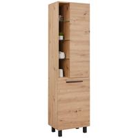 Hochschrank in Eiche Artisan - Schwarz/Eiche Artisan, MODERN, Glas/Holzwerkstoff (50/190/35cm) - Mömax